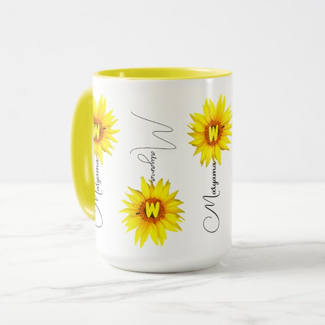 Elegante Sonnenblumencoffee Tasse mit Individuelle (Vorderseite Links)