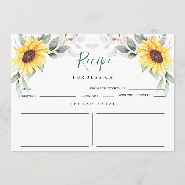 Elegante Sonnenblumenkarte Einladung (Vorderseite)
