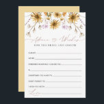 Elegante Sonnenhimmelkarte Hinweiskarte<br><div class="desc">Die Sunflower Advice & Wishings for Bride and Groom Brautparty Card ist eine atemberaubende Mischung aus Herbstcharme und künstlerischer Eleganz. Die faszinierenden Sonnenblumenbilder, die faszinierende Farbpalette und die exquisite Kalligrafie vereinen sich zu einem visuell atemberaubenden und emotional bedeutsamen Design. Diese Karte ist sicher, eine Touch von Verzauberung und Wärme zu...</div>