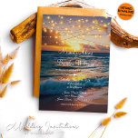 Elegante Sonnenuntergang Beach String Lights Somme Einladung<br><div class="desc">Sonnenuntergang Strandsaite beleuchtet Sommerhochzeit Einladung. Text und Foto können über das Menü "Details" geändert werden. Klicken Sie auf den Button "Anpassen" und können Sie Text- und Farbstil ändern. Andere Farben sind verfügbar. Bitte kontaktieren Sie mich,  wenn Sie Hilfe benötigen,  passende Artikel benötigen oder besondere Wünsche haben.</div>