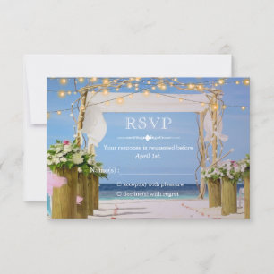 Elegante Sonnenuntergang Beach String Lights Somme RSVP Karte