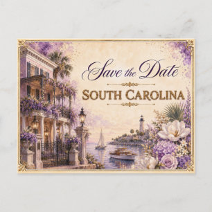 Elegante South Carolina Save-the-Date-Hochzeit Postkarte
