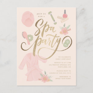 Elegante Spa-Party-Einladung mit falschem Gold Postkarte