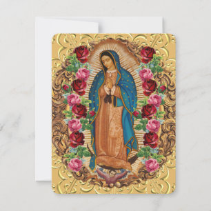 Elegante Spanische Beerdigungskarte für Guadalupe Mitteilungskarte