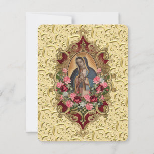 Elegante Spanische Beerdigungskarte für Guadalupe Mitteilungskarte