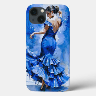 Elegante Spanische Flamenco Tänzerin Lady in Blue Case-Mate iPhone Hülle