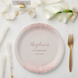 Elegante Sparkling Blush Geburtstag Pappteller