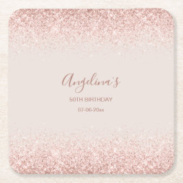 Elegante Sparkling Blush Geburtstag Rechteckiger Pappuntersetzer