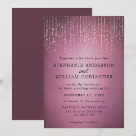 Elegante Sparkling String Lights Cranberry Wedding Einladung