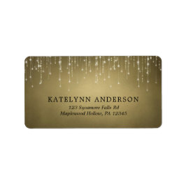 Elegante Sparkling String Lights Gold Wedding Adressaufkleber