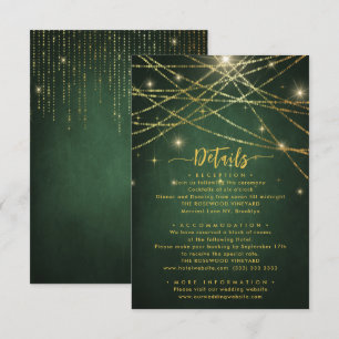 Elegante Sparkling String Lights Hochzeitdetails Begleitkarte