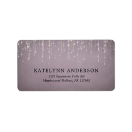 Elegante Sparkling String Lights Mauve Wedding Adressaufkleber