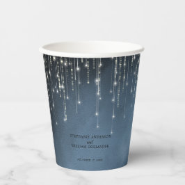 Elegante Sparkling String Lights Navy Blue Wedding Pappbecher