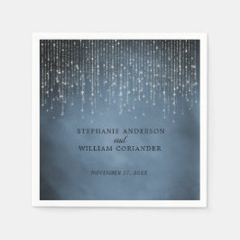 Elegante Sparkling String Lights Navy Blue Wedding Serviette