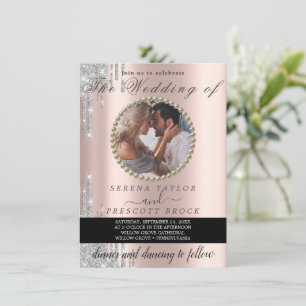 Elegante Special Rose Gold Foto Hochzeit Einladung