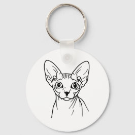 Elegante Sphynx-Katze Linienkunst Schlüsselanhänger