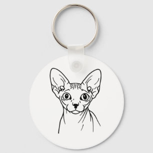 Elegante Sphynx-Katze Linienkunst Schlüsselanhänger