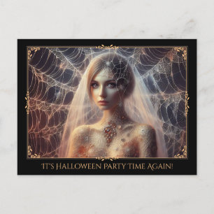 Elegante Spiderweb Girl Halloween Postcard Einladu Postkarte