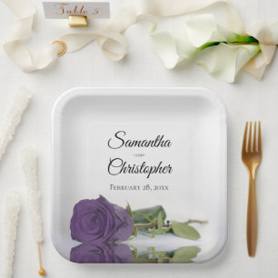 Elegante spiegelglatte Amethyst-Pfirsich-Rosen-Hoc Pappteller