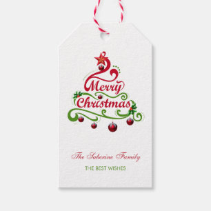 Elegante & spielerische wirbelnde Weihnachtsbaum-T Geschenkanhänger