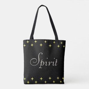 Elegante Spirit-Kalligrafie & Sterne auf Schwarz Tasche