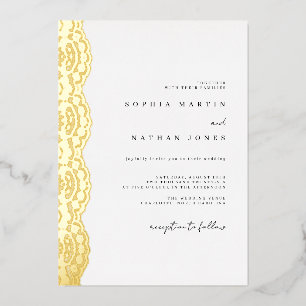 Elegante Spitze echtes Goldfolie Hochzeit Folieneinladung