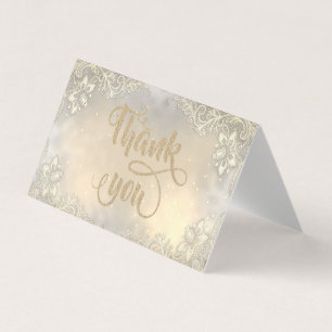 Elegante Spitze Gold Glänzende Dankeskarte Visitenkarten