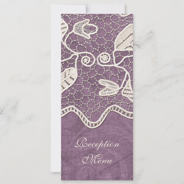 Elegante Spitzen auf dem Violett-Hintergrund Hochz Einladung (Vorderseite)