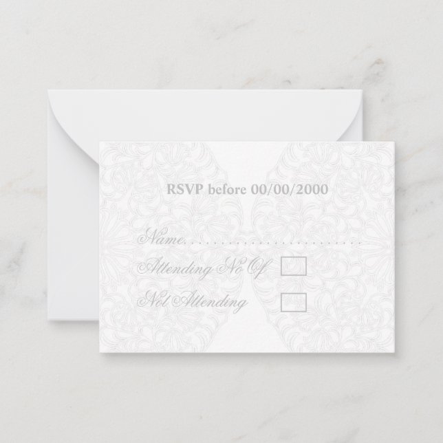 Elegante Spitzen Gray & White Moderne Minimalistis Mitteilungskarte (Vorderseite)