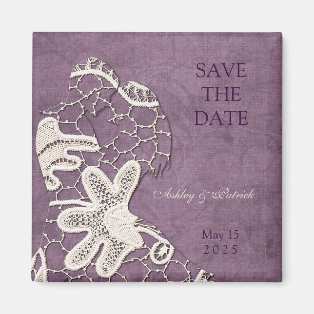 Elegante Spitzen-Liebhaber Speichern Sie das Date  Magnet (Vorne)