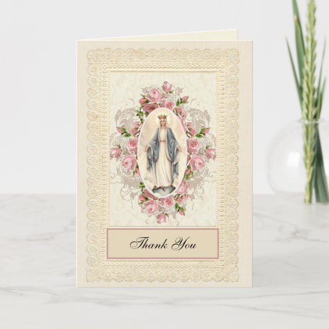Elegante Spitzen Rosen Religiöse Wertschätzung Karte (Vorderseite)