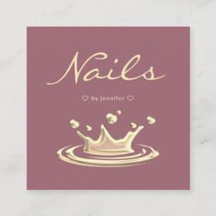 Elegante Splash Gold Polnische Moderne Nägel Rose Quadratische Visitenkarte