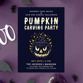 Elegante Spooky Halloween Night Pumpkin Carving Folieneinladung