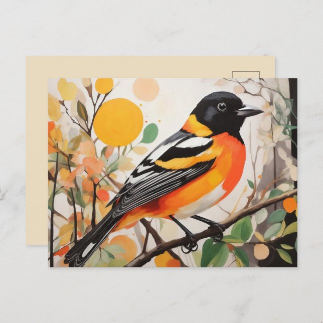 Elegante Spring Bird Baltimore Oriole Postkarte (Vorne/Hinten)