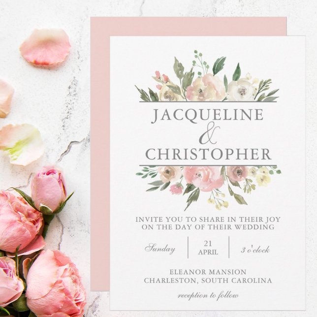 Elegante Spring Floral Blush Peony Wedding Einladung (Von Creator hochgeladen)