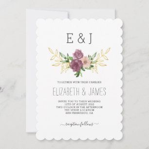 Elegante Spring Floral Monogram Wedding Einladung