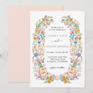 Elegante Spring Wildblume Meadow Garden Wedding Einladung