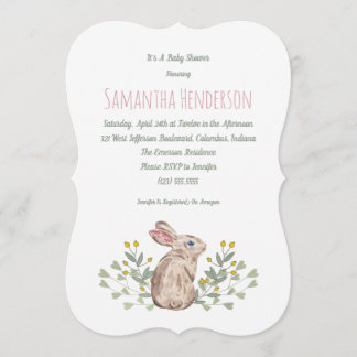 Elegante Spring Woodland Bunny Baby Dusche Einladu Einladung