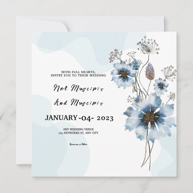 Elegante Square Card Hochzeitskartendesign Einladung (Vorderseite)
