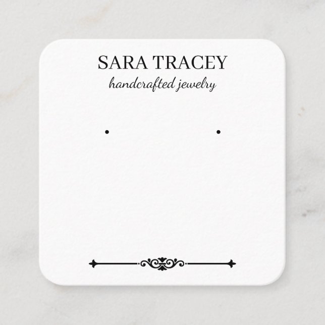 Elegante Square Earring Card mit Soziales auf der  Quadratische Visitenkarte (Vorderseite)