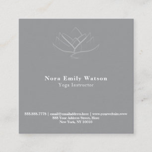 Elegante Square Gray and White Lotus Blume Quadratische Visitenkarte