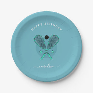 Elegante Squash Rackets & Girls Name Geburtstagspa Pappteller