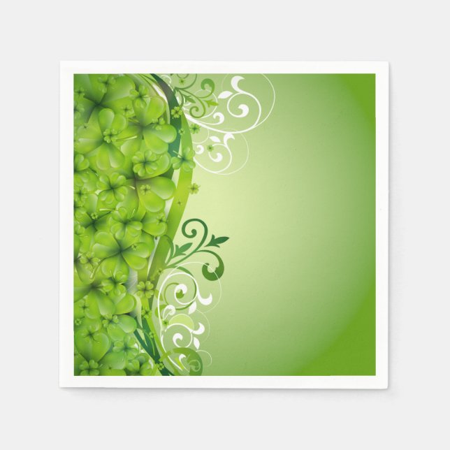 Elegante St. Patrick's Day Kleeblatts und Scrolls Serviette (Vorderseite)
