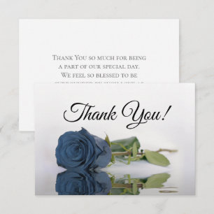 Elegante Stahlblaue gespiegelte Rose einfache Hoch Dankeskarte