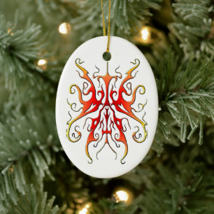 Elegante Stammesmaske mit Flammendesign in abstrak Keramik Ornament