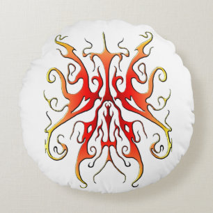 Elegante Stammesmaske mit Flammendesign in abstrak Rundes Kissen