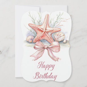 Elegante Starfish and Seashells Geburtstagskarte