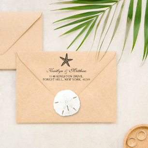 Elegante Starfish Beach Wedding Rücksendeadresse Permastempel