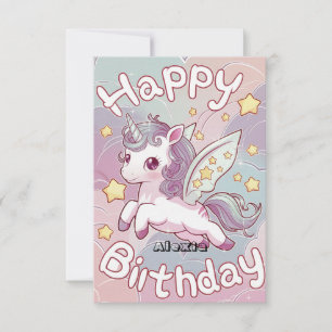 Elegante Stars Unicorn Geburtstag Karte