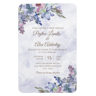 Elegante staubblaue Aquarell-Blumenhochzeit Magnet